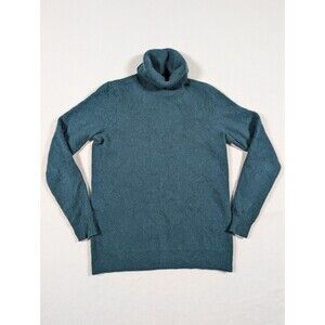 C by Bloomingdale's 2-ply Cashmere Sweater Pullover Turtleneck Preppy M Green